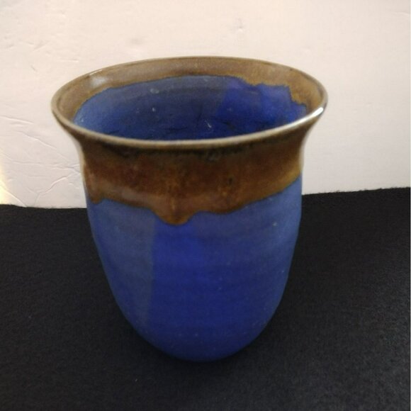 Handcrafted Blue Brown Pottery Vase, Signed Molly Watson, Molly Wat Ceramics Art - Picture 6 of 8